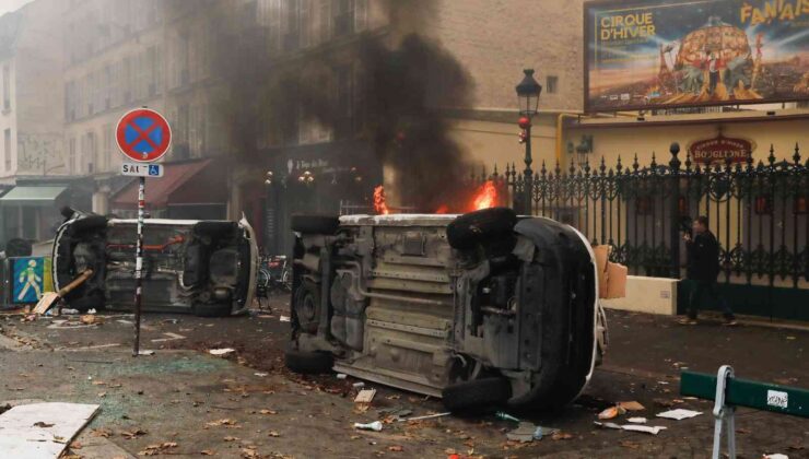 Terör örgütü PKK yandaşları Paris sokaklarını savaş alanına çevirdi