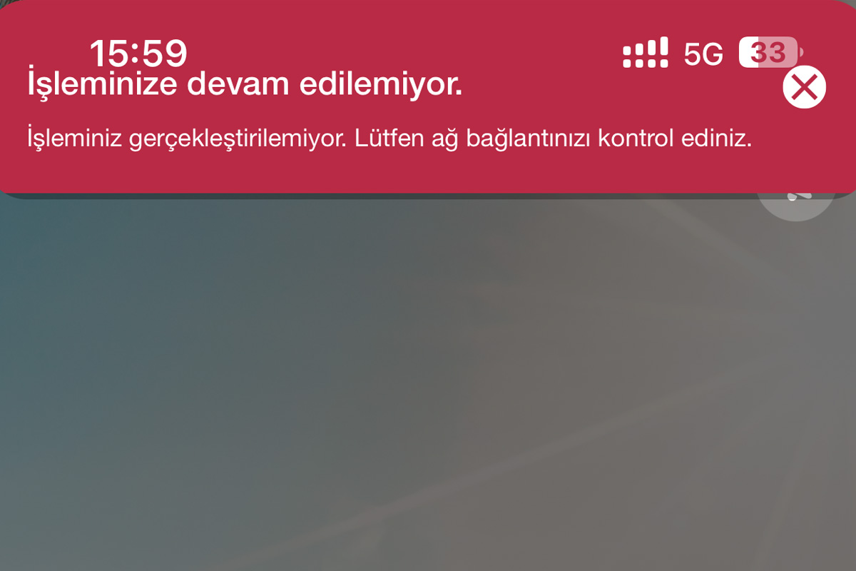 Garanti online bankacılık "İşleminize devam edilemiyor. Lütfen ağ bağlantınızı kontrol ediniz." hatası